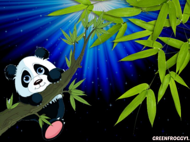 Panda Bear on Branch — Blue