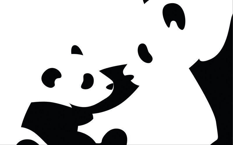Panda Bear Silhouette — Black
