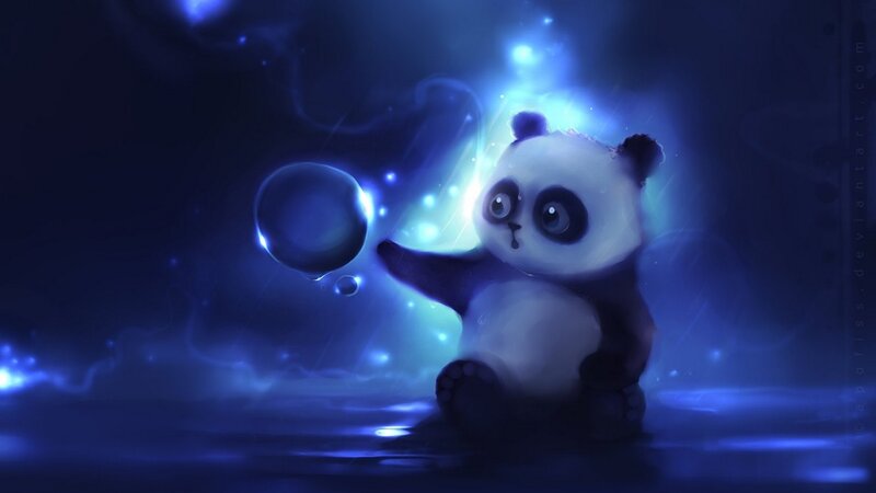 Panda Bear with Bubbles