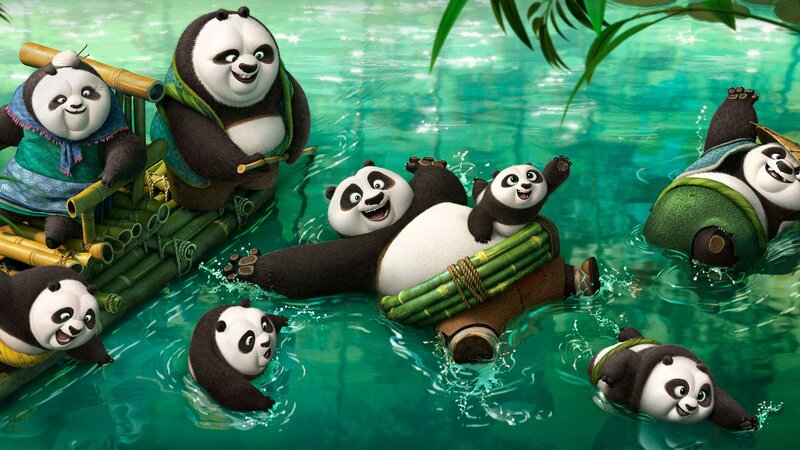 Panda Bears in Water