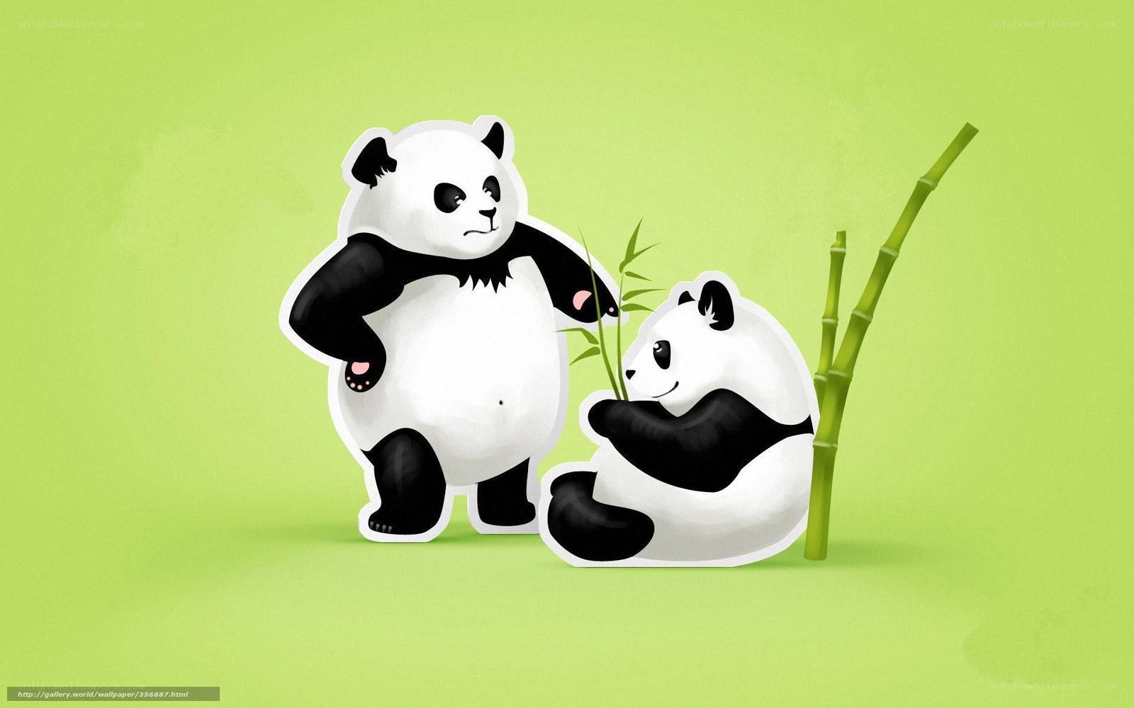 Panda bears with bamboo