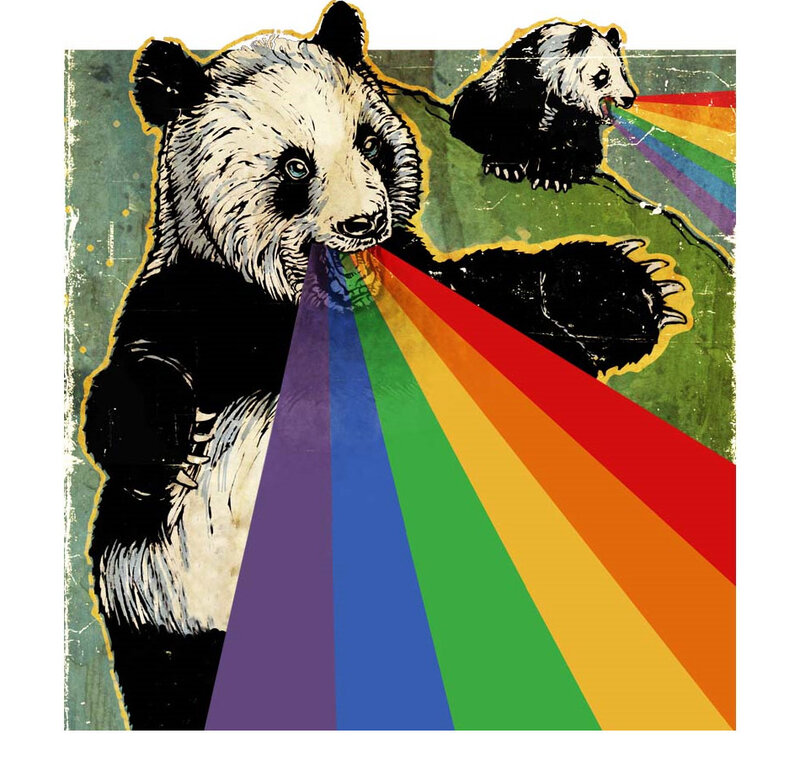 Panda Bears with Rainbow Beams