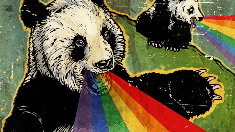 Panda Bears with Rainbows