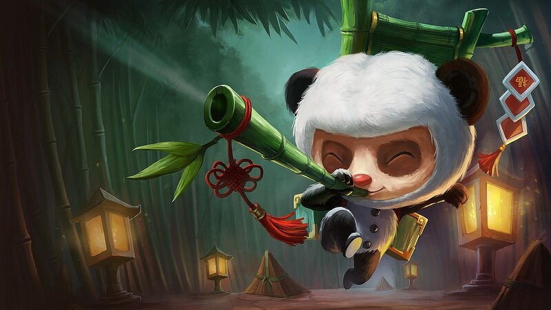 panda character in bamboo forest