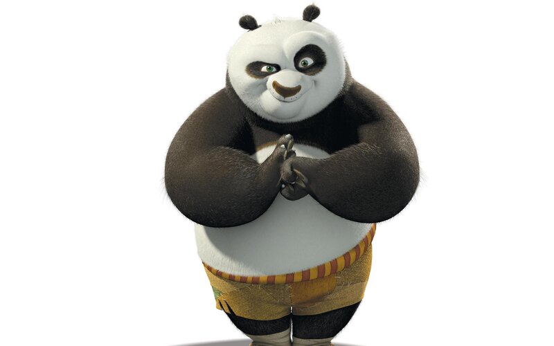 Panda Character Standing — Black