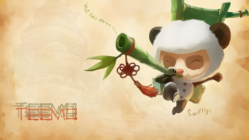 Panda Character with Bamboo — Beige