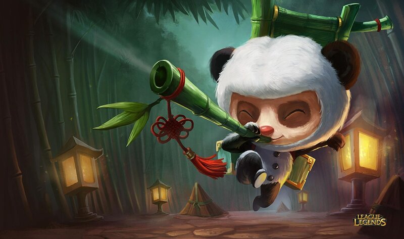 Panda Character with Bamboo — Green, Peaceful, Night