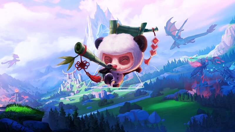 Panda Character with Bamboo — Green