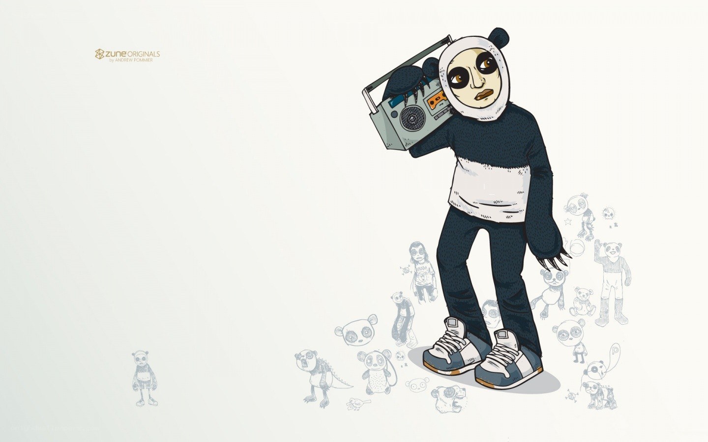 panda character with boombox