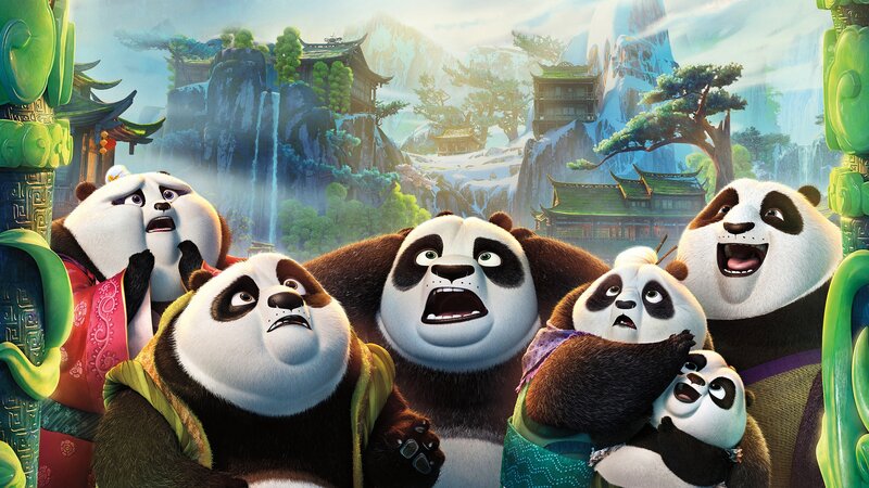Panda Characters in Crowd — Green