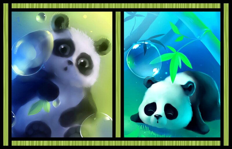 Panda Cub in Bubbles