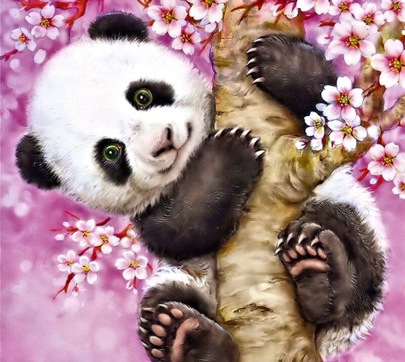 Panda Cub in Flowers