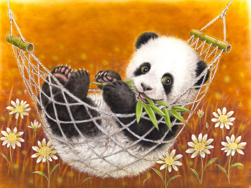 Panda Cub in Hammock — Orange