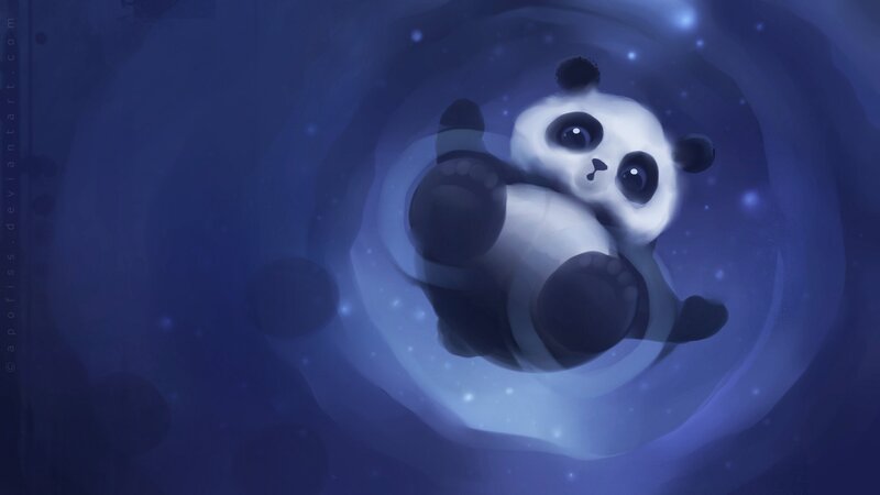 Panda Cub in Space — Blue, Serene