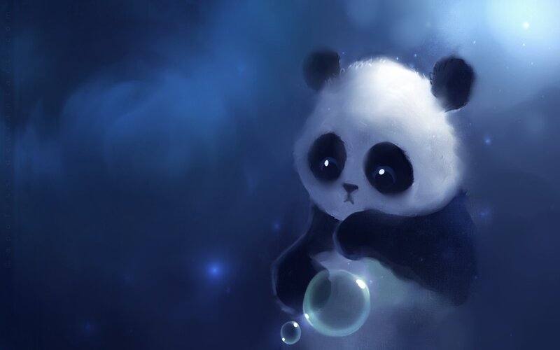 Panda Cub Underwater — Blue