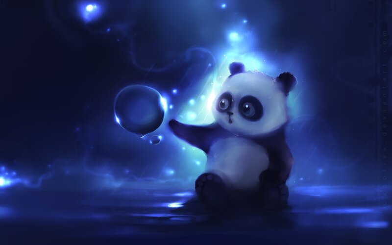 Panda Cub with Bubble — Blue