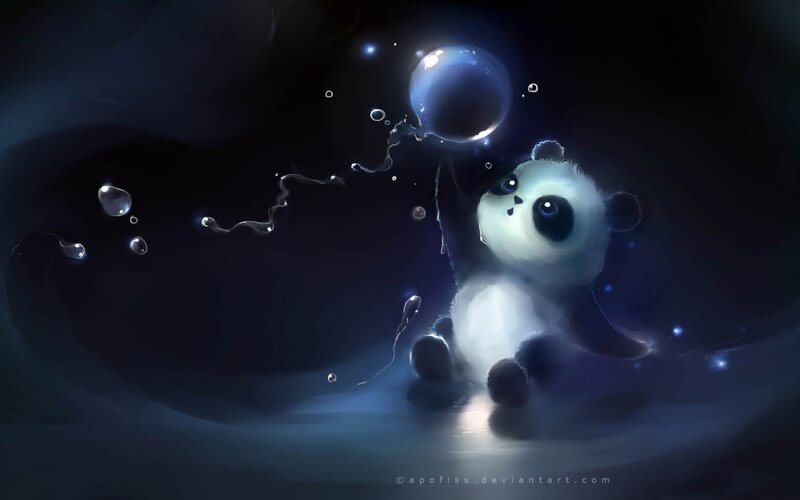 Panda Cub with Bubbles