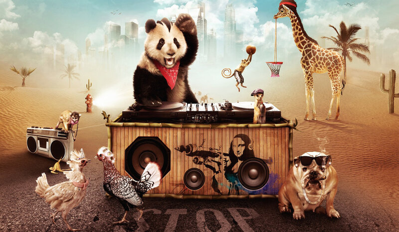 Panda DJ in Desert
