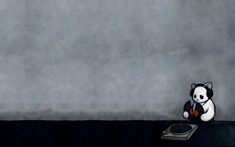 panda dj on turntable
