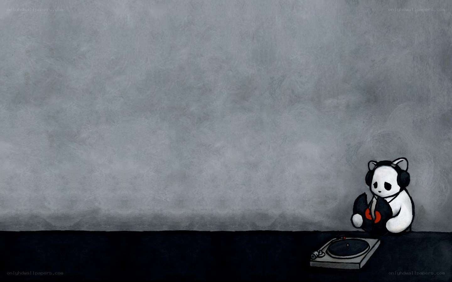 panda dj on turntable