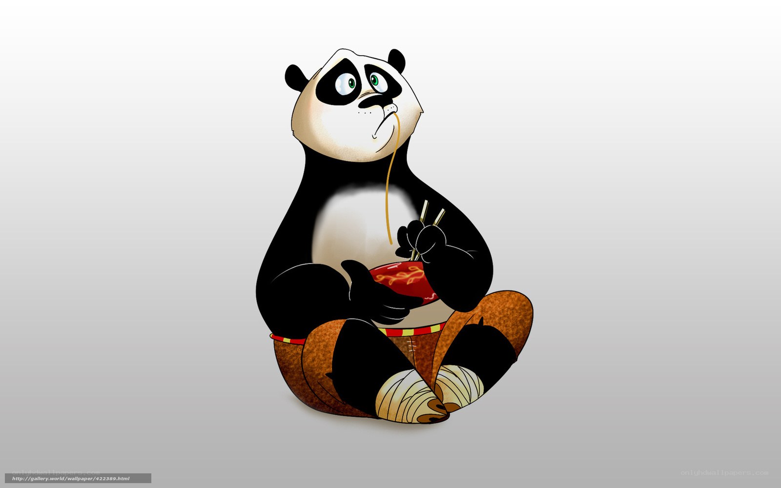 Panda eating noodles