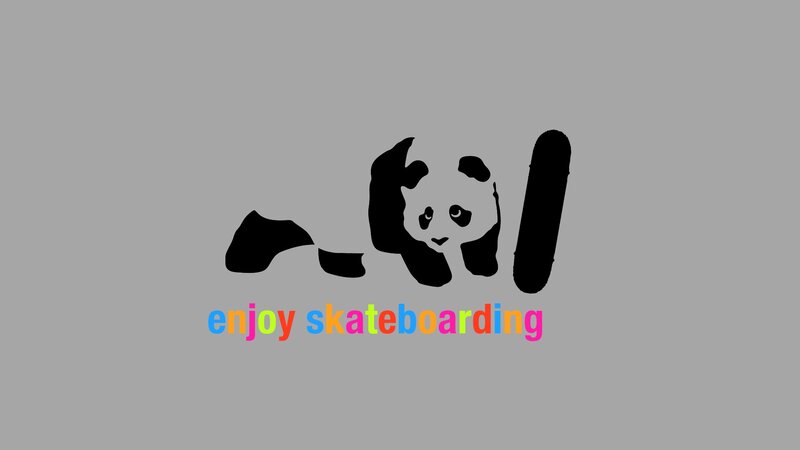 panda enjoying skateboarding