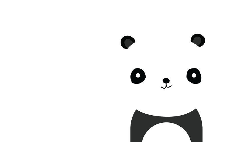 Panda Face — Black, Neutral, Vector Art