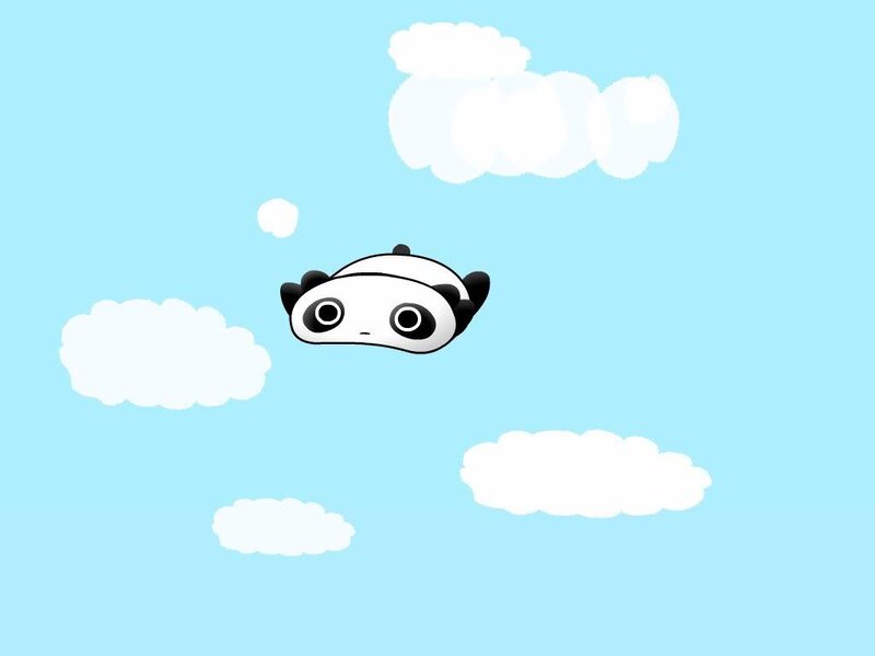panda floating in the sky