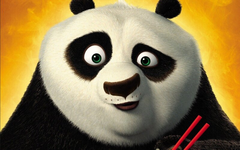 Panda Holding Chopsticks — Yellow