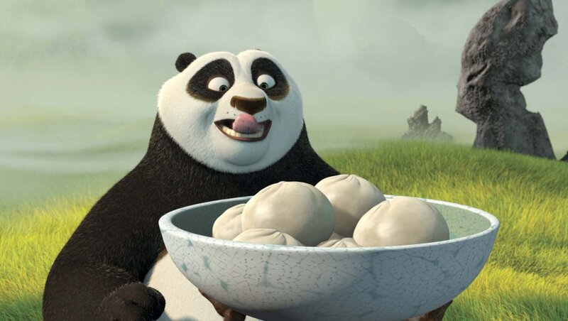 Panda Holding Dumplings — Green