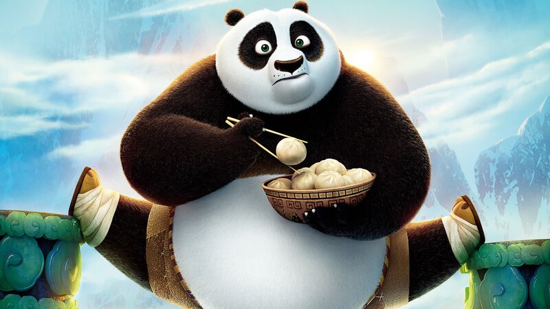Panda Holding Dumplings — White