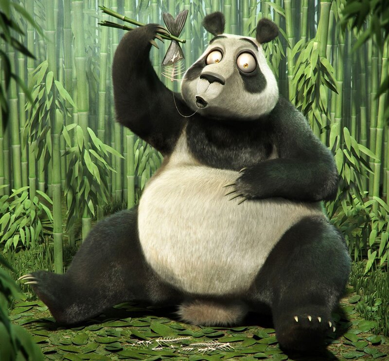 Panda Holding Fish Bones