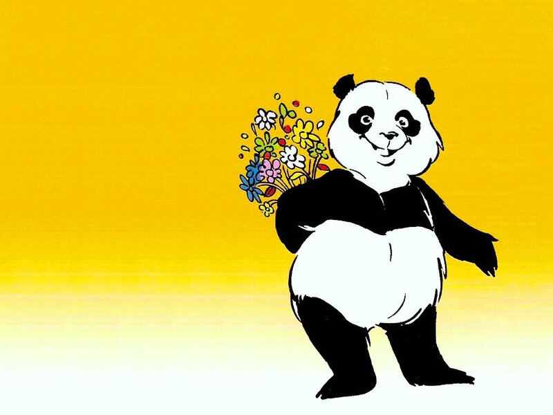Panda Holding Flowers