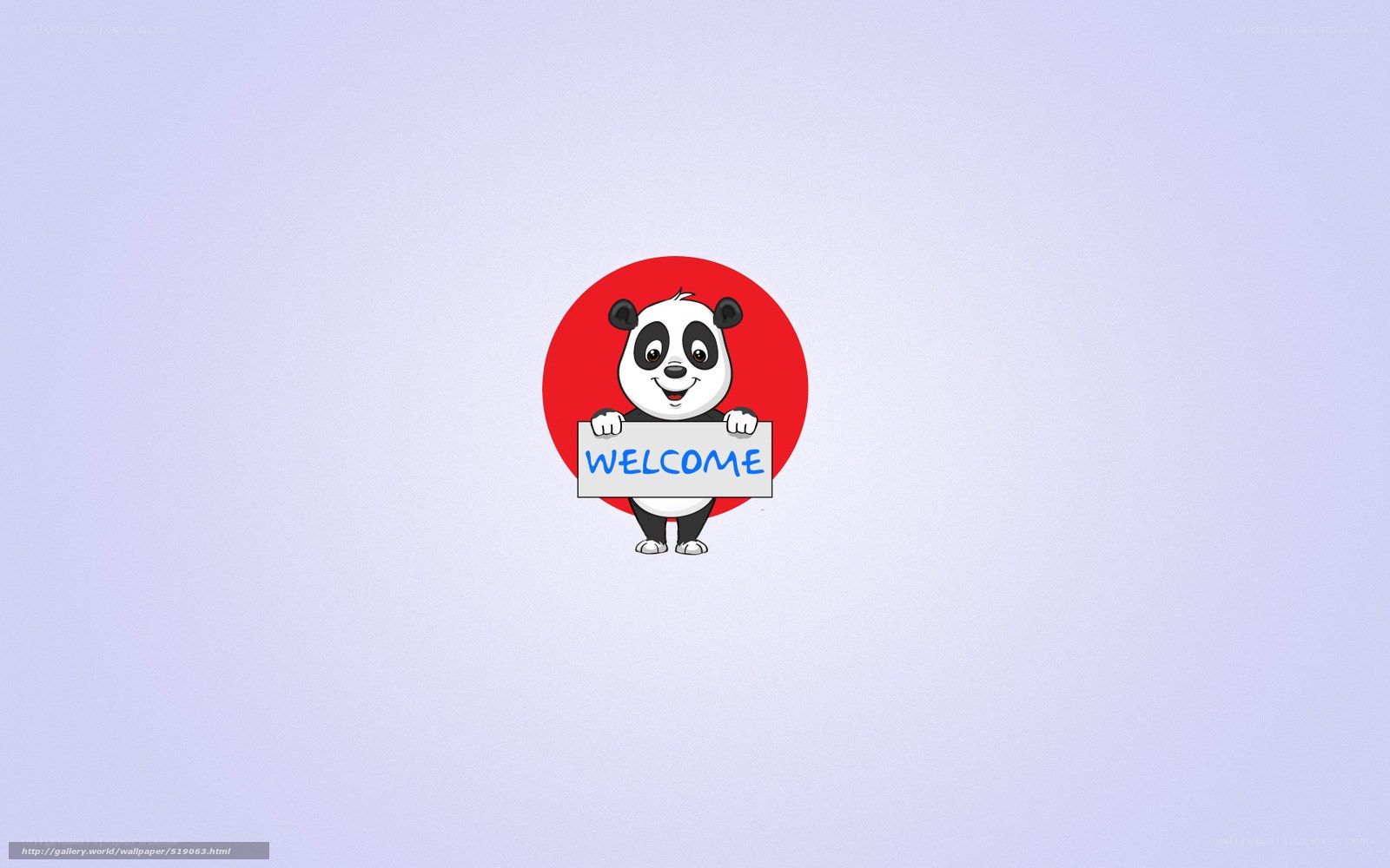 Panda holding welcome sign