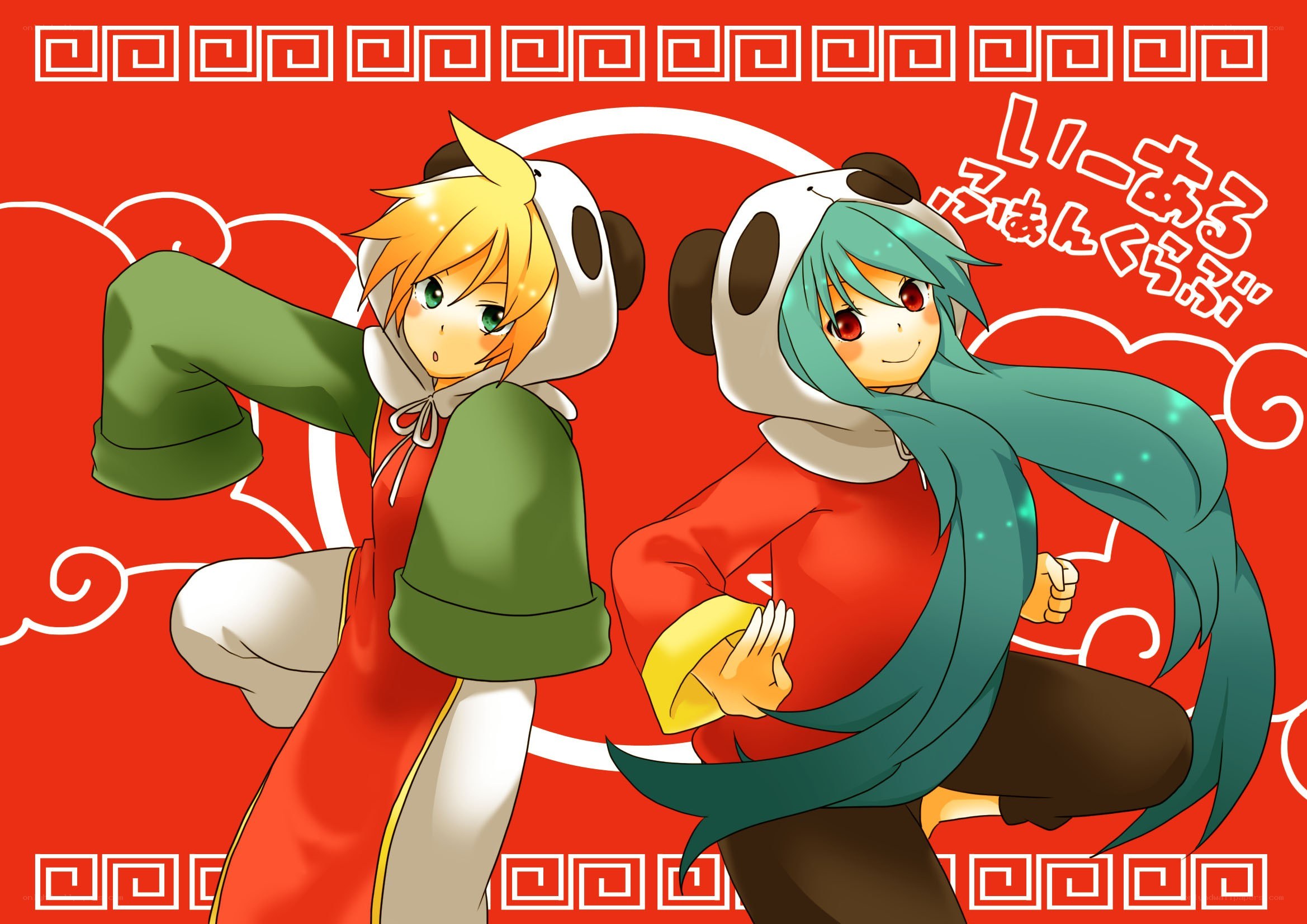 Panda-hooded anime characters