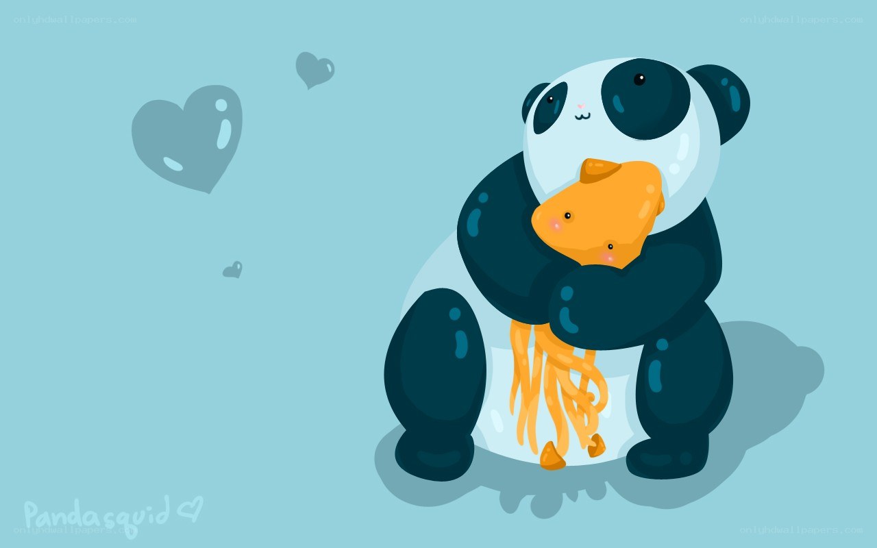 Panda hugging a squid