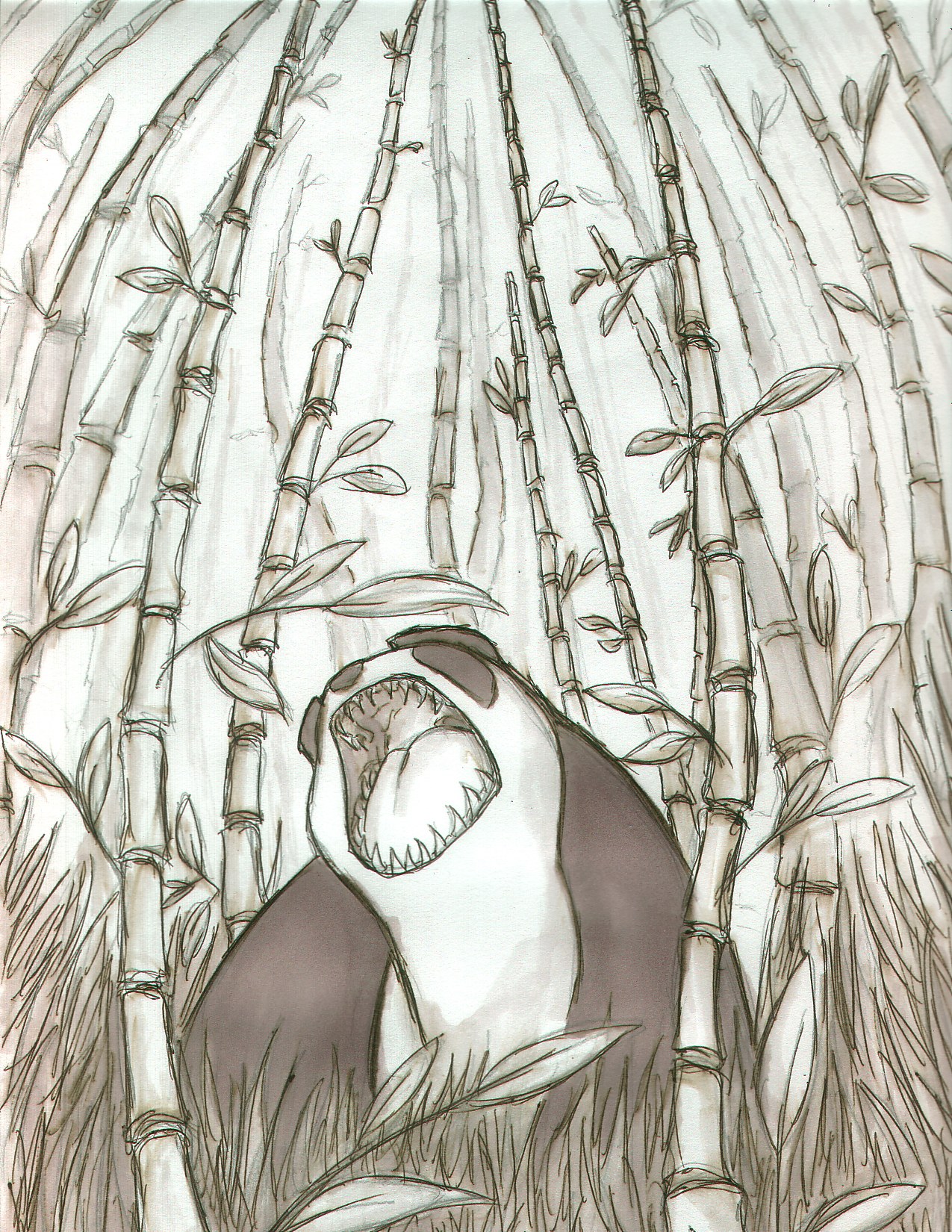 Panda in bamboo forest