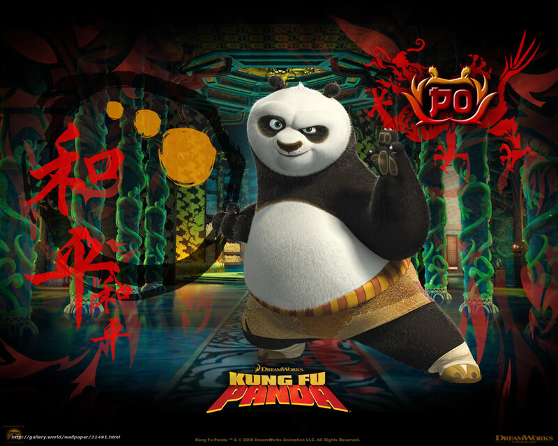 Panda in Martial Arts Pose — Black, Dramatic