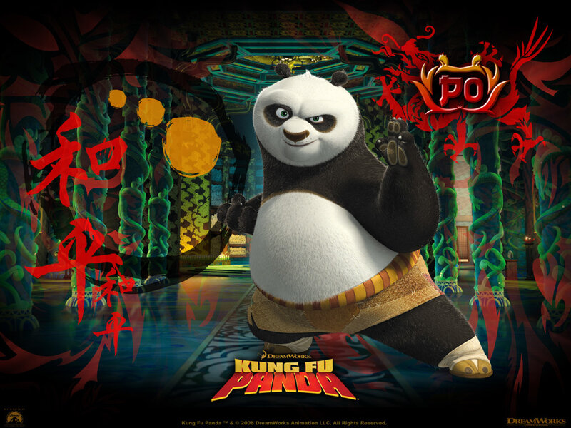Panda in Martial Arts Pose — Black