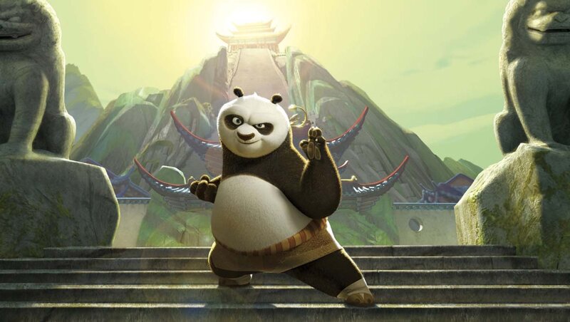 Panda in Martial Arts Pose — Green, Serene