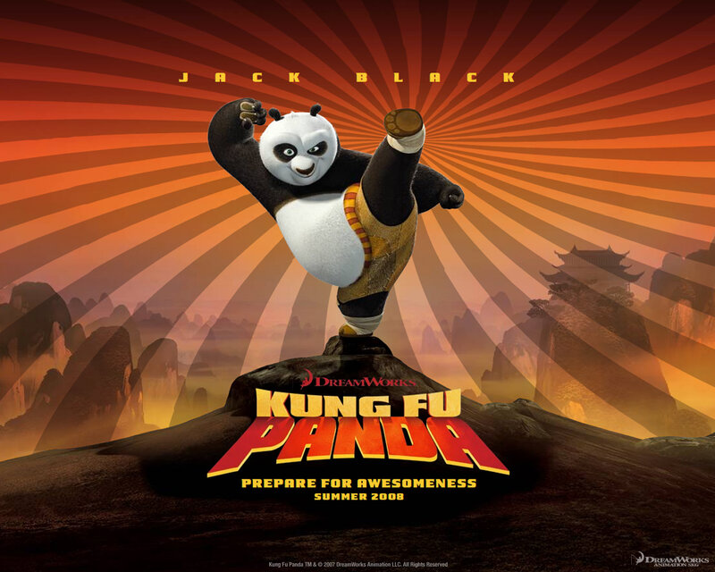 Panda in Martial Arts Pose — Orange