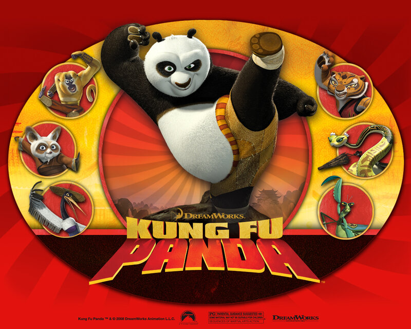 Panda in Martial Arts Pose — Red