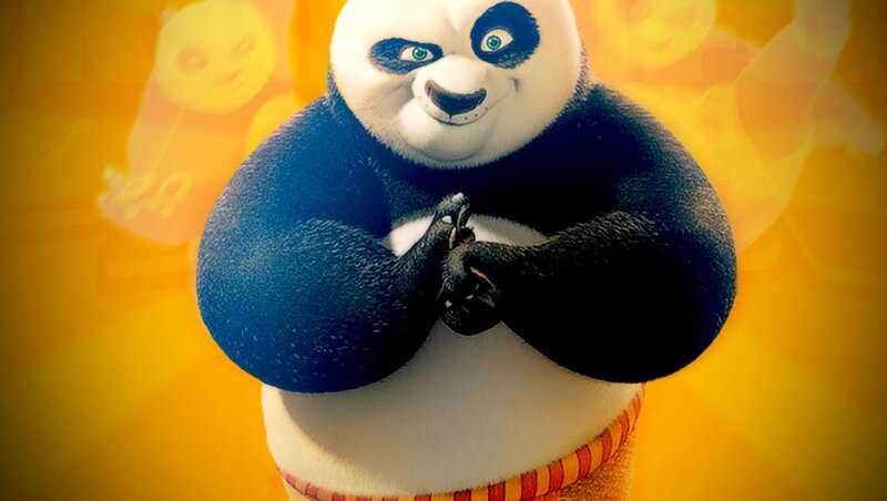 Panda in Martial Arts Pose — Yellow, Confident