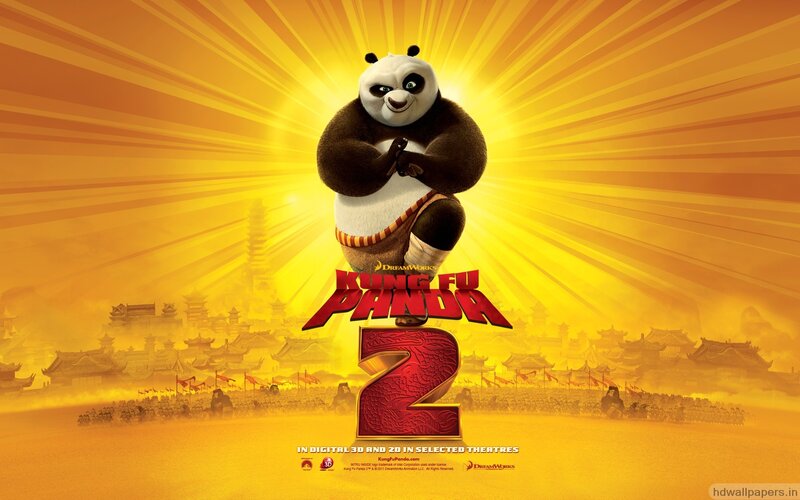 Panda in Martial Arts Pose — Yellow, Dramatic