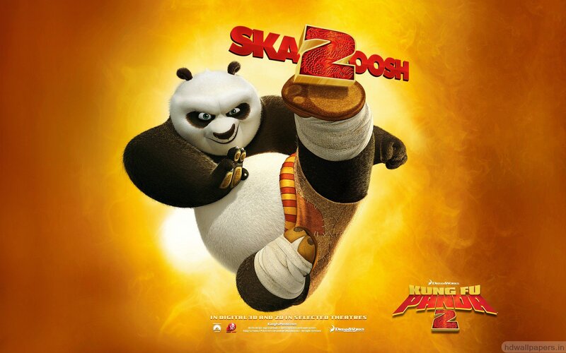Panda in Martial Arts Pose — Yellow, Dynamic