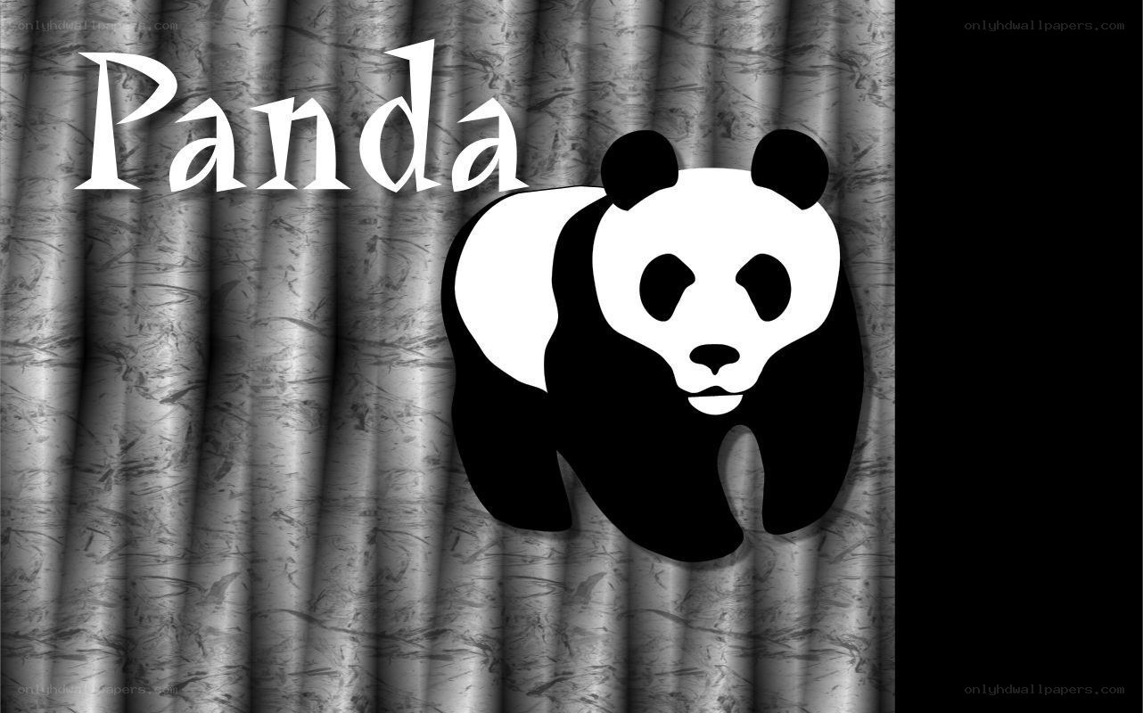 Panda logo on textured background