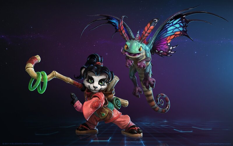 Panda Monk with Dragon — Purple