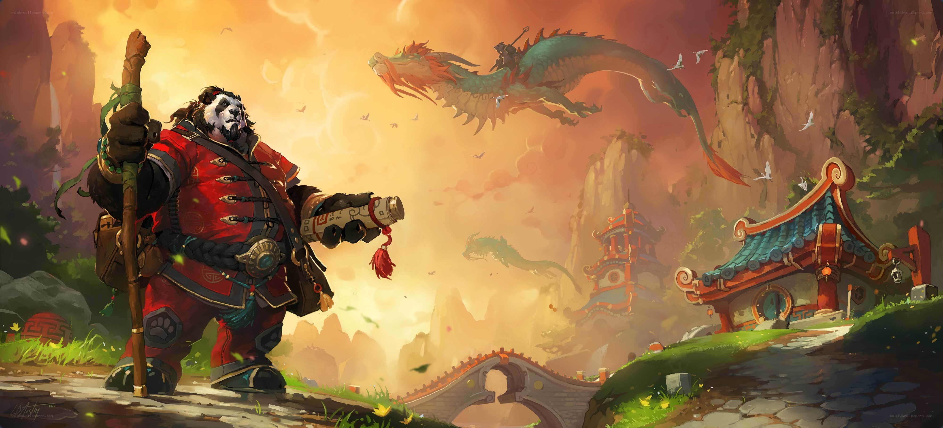 Panda monk with dragon