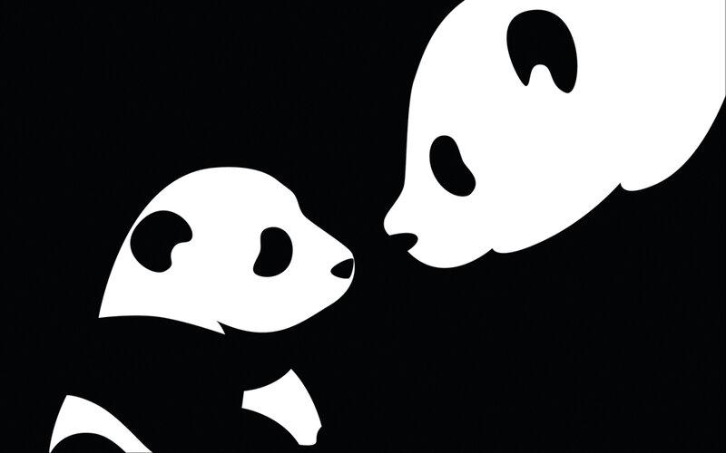 Panda mother and cub