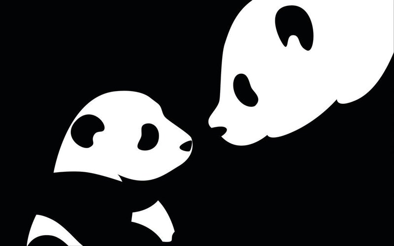 Panda mother and cub